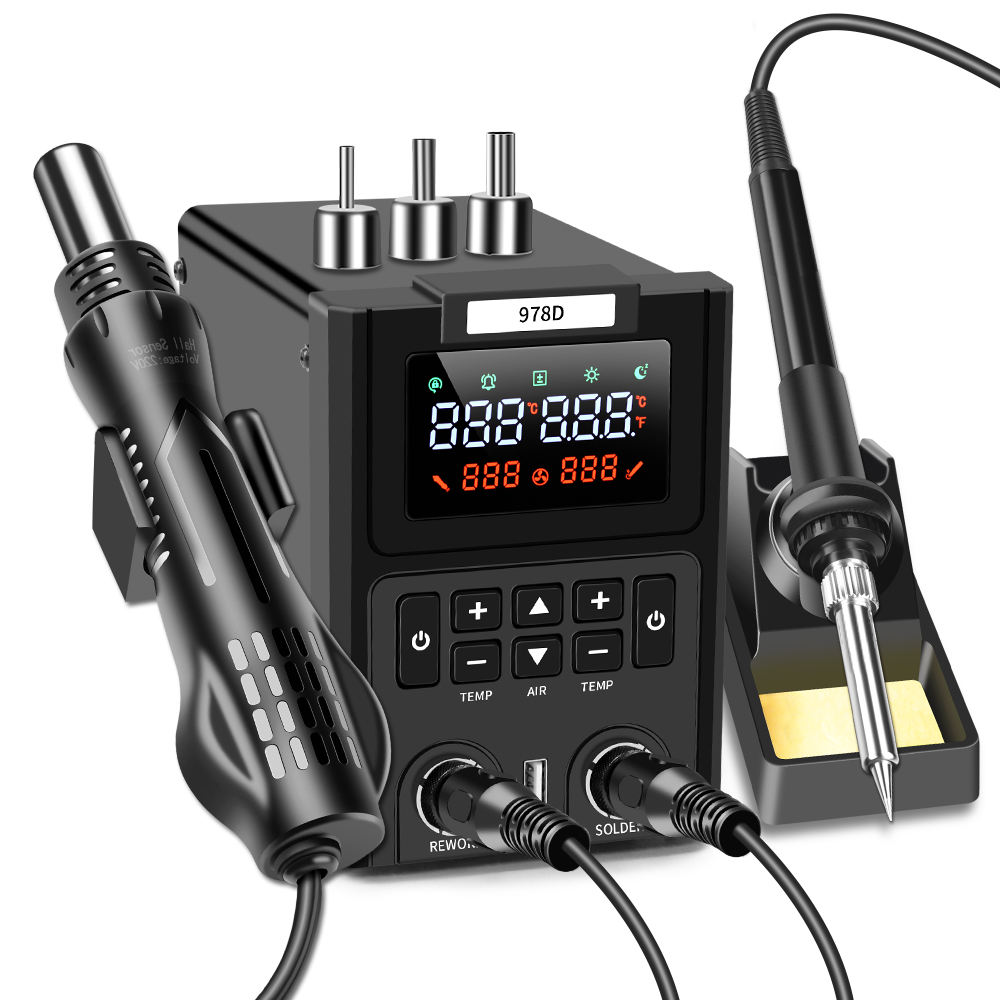 Smd Rework Station Hot Air Soldering 2 In 1 - Dubbele LED digitale display Heteluchtpistool en