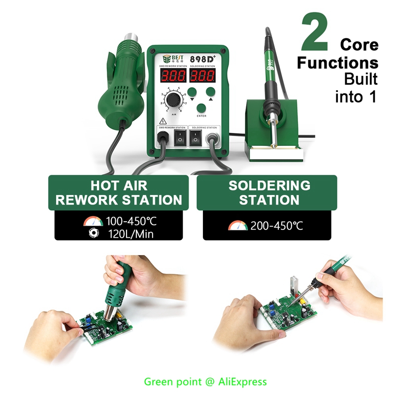 Smd Rework Station Hot Air Soldering 2 In 1 - BST-898D + Led Display 2 In