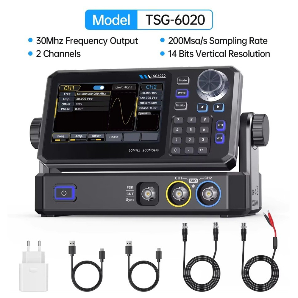 Dual Channel Arbitrary Waveform Function Generator 60Mhz - TSG6020 60MHz Dual Channel Functie Signaalgenerator