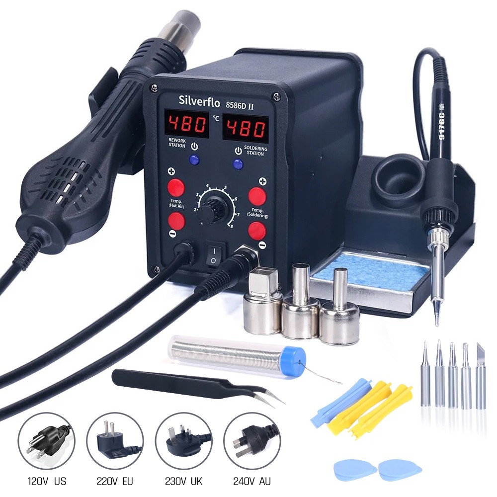 Silverflo 8586D soldeerstation - Smd Rework Station Hot Air Soldering 2 In 1 recensie en prijs