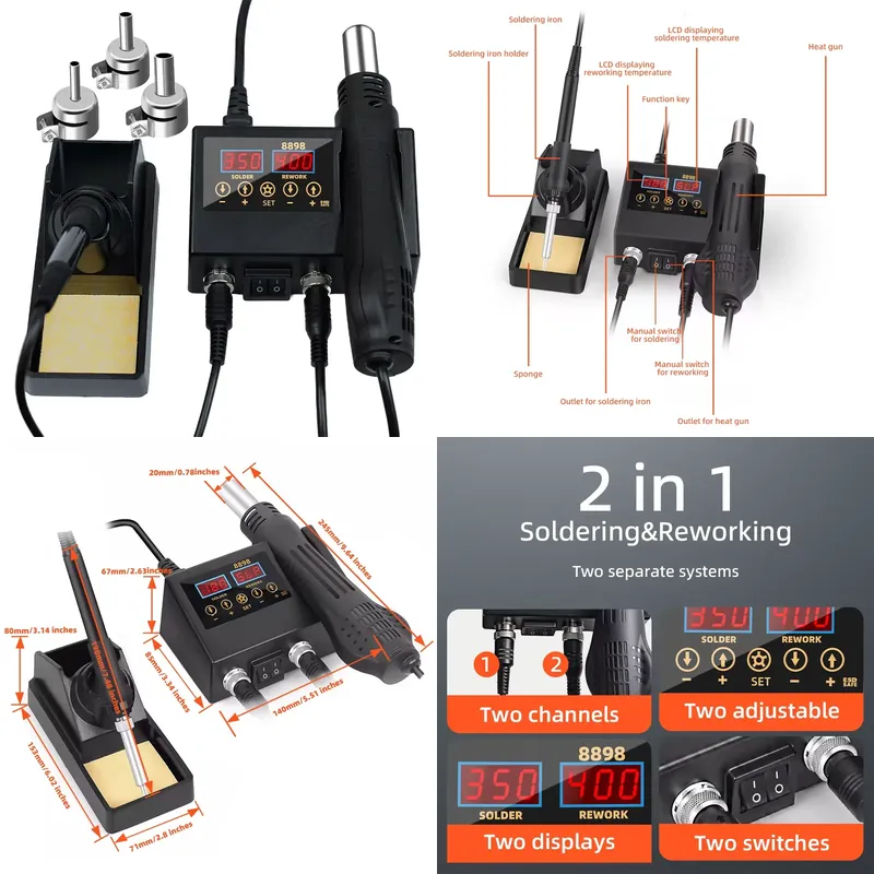 60W LED Digitaal Display Hetel - Smd Rework Station Hot Air Soldering 2 In 1 recensie en prijs