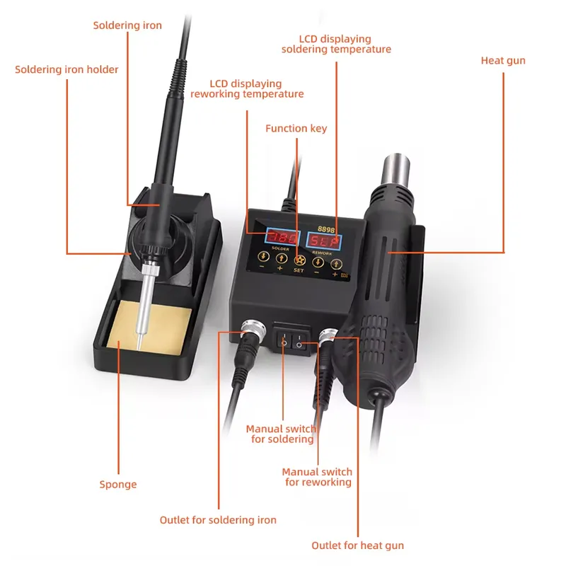 60W LED Digitaal Display Hetel - Smd Rework Station Hot Air Soldering 2 In 1 recensie en prijs