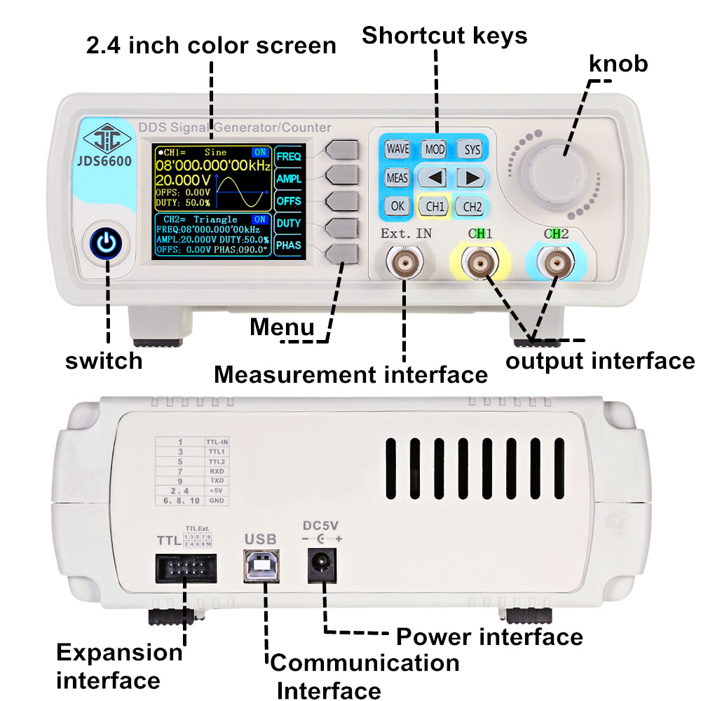 JDS6600 15/30/40/50/60MHz DDS  - Dual Channel Arbitrary Waveform Function Generator 60Mhz recensie en prijs