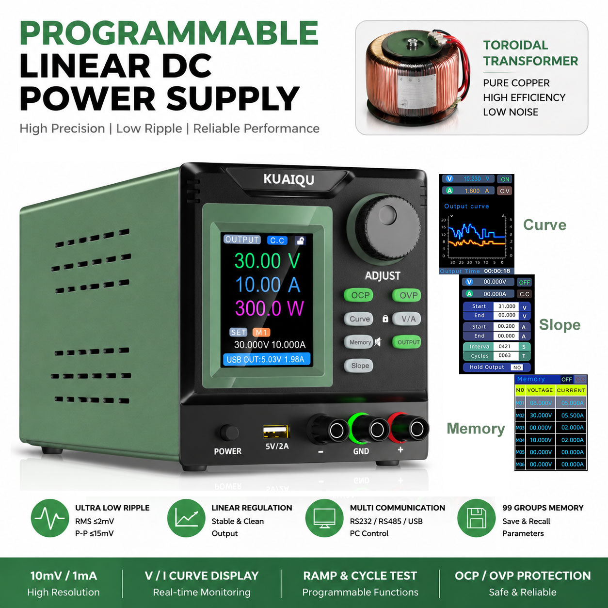 Geluidsarme lineaire DC-voedin - Programmable Linear Dc Power Supply 30V 10A recensie en prijs